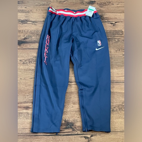 Nike NBA Team Issued Houston Rockets Tear Away Pants Blue Red mens